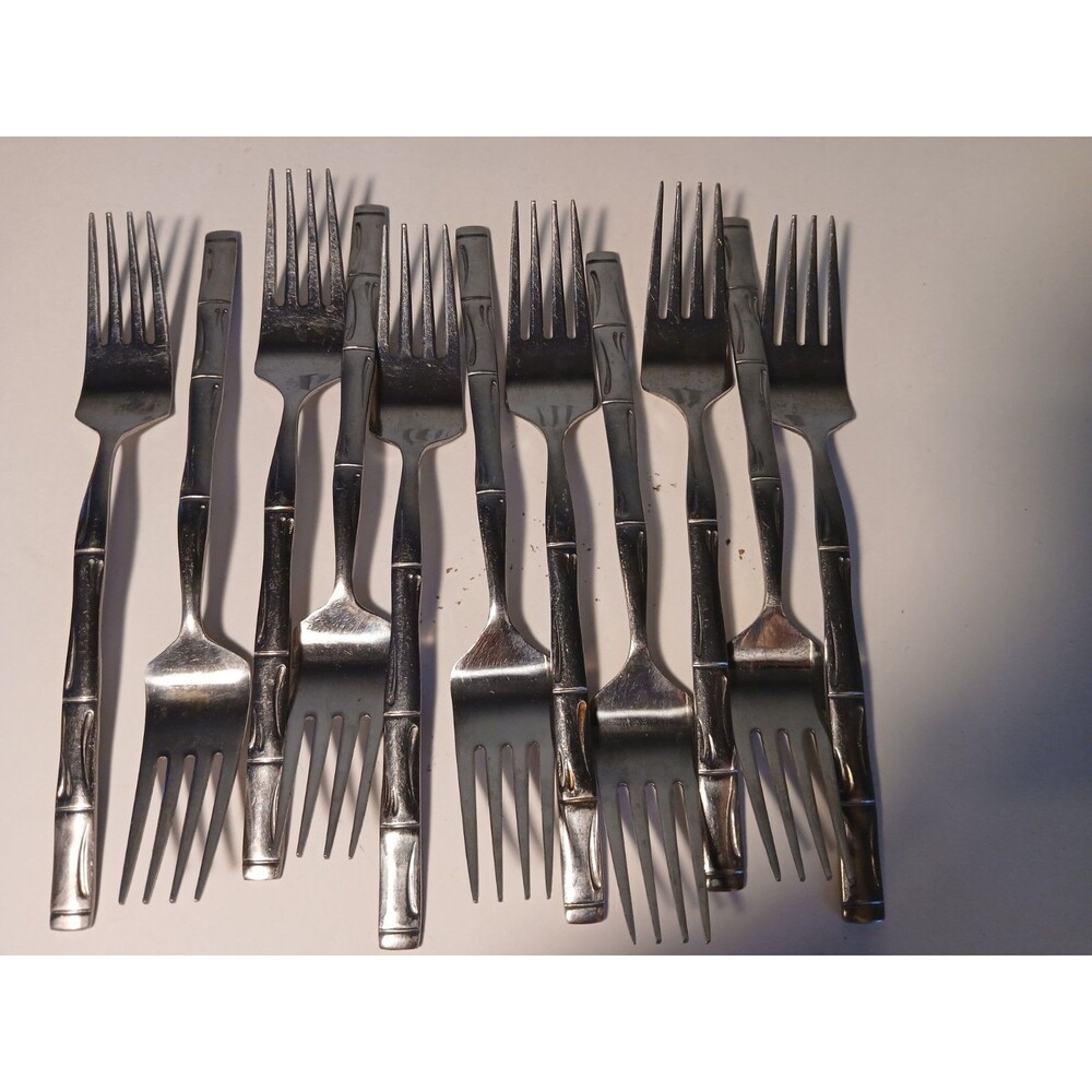 Vintage Barclay Geneve  silver stainlessFlatware Set  BAMBOO, 11 Pcs JAPAN